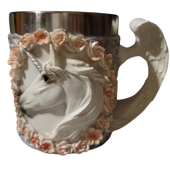 Vtg Ebros Sacred Bridal Unicorn Roses Mug Drink Beer Stein Tankard Coffee Cup - Picture 7 of 10